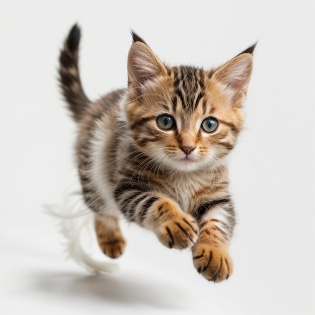 Cute cat relaxing in studio Free photo the gold bengal cat on white background