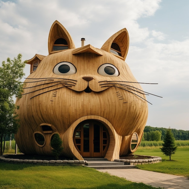 Cute cat shaped building