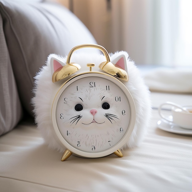 Cute cat shaped clock