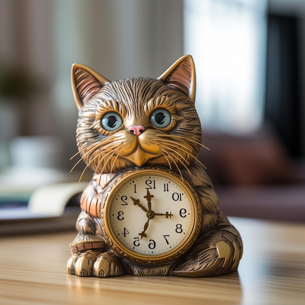 Симпатичные часы в виде кота