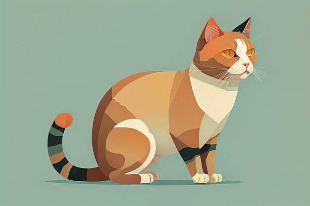 Cute cat sitting on the floor Vector illustration in retro style ai generative