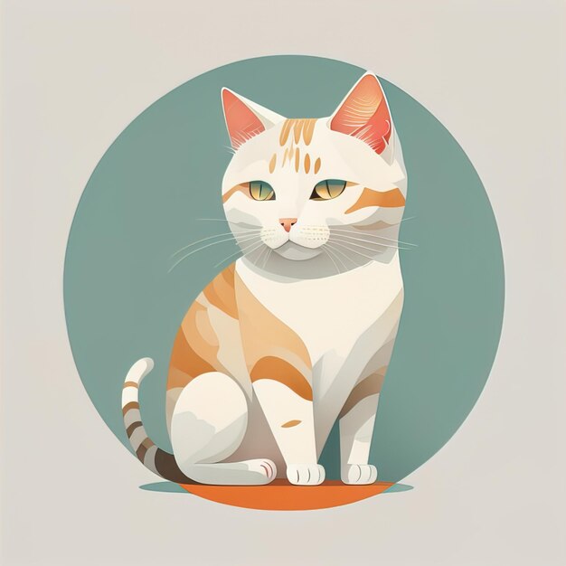 Cute cat sitting on the floor Vector illustration in retro style ai generative