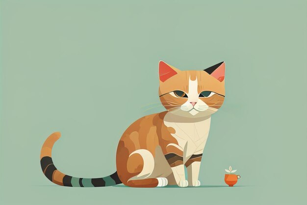 Cute cat sitting on the floor Vector illustration in retro style ai generative