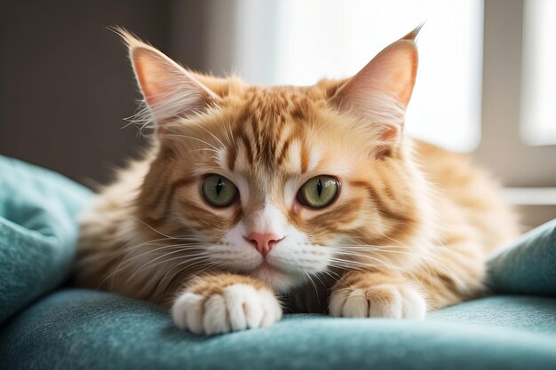 Cute cat sitting on the floor