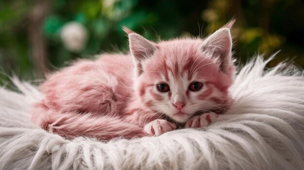 cute cat sleep in the fluffy blanket