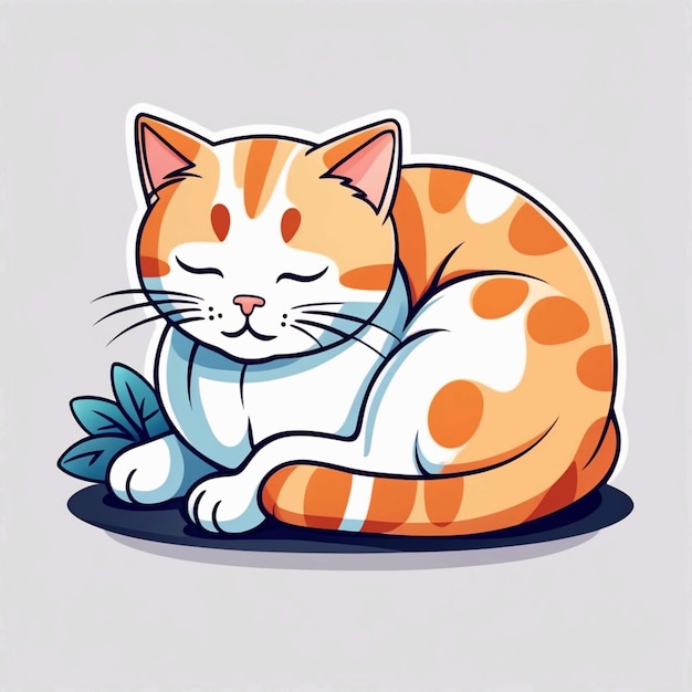 Cute cat sleeping cartoon vector illustration