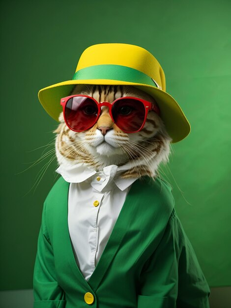 Photo cute cat in the st patricks day