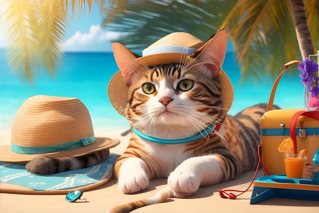 Cute cat in vacation mode