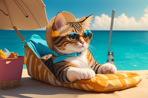 Foto gatto carino in modalità vacanza