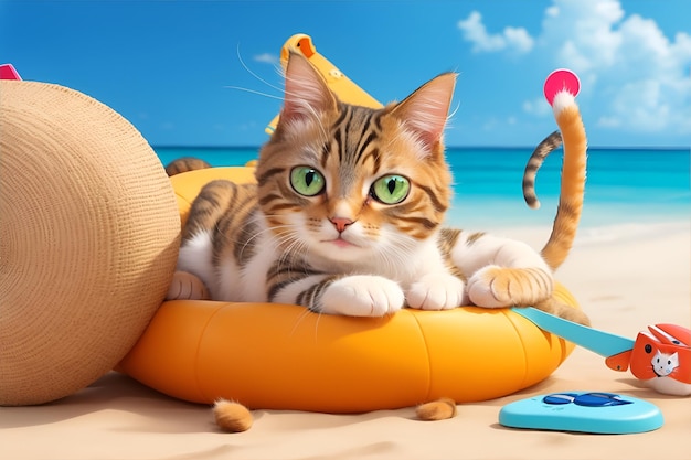 Cute cat in vacation mode