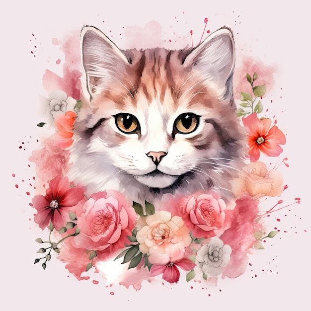 Cute cat Watercolor Cat illustration