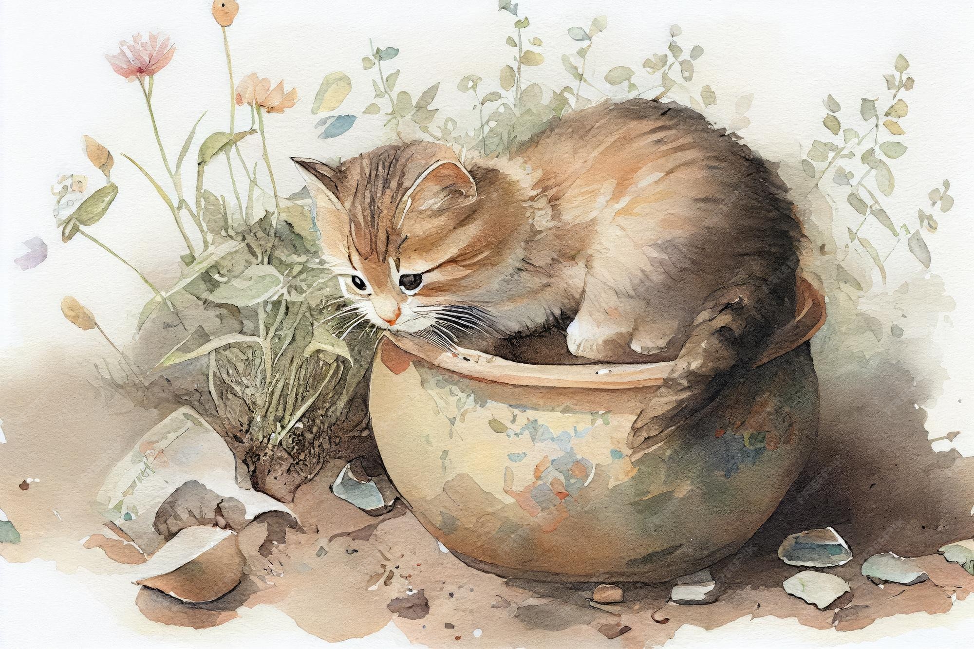 premium-photo-cute-cat-watercolor-painting-style