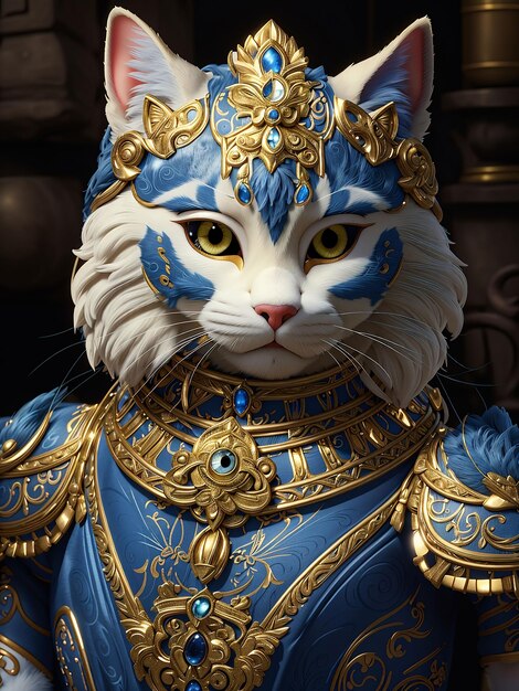 Photo a cute cat wearing gold ornaments like royalty