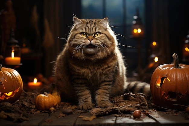 Cute Cat wearing halloween costumes Halloween festival Generative AI