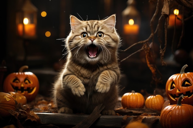 Cute Cat wearing halloween costumes Halloween festival Generative AI