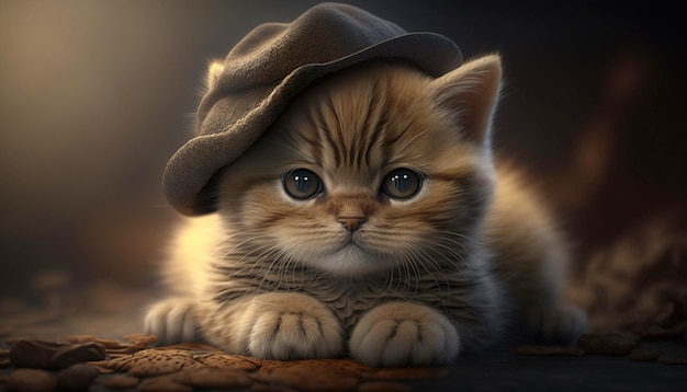 Cute cat wearing a hat