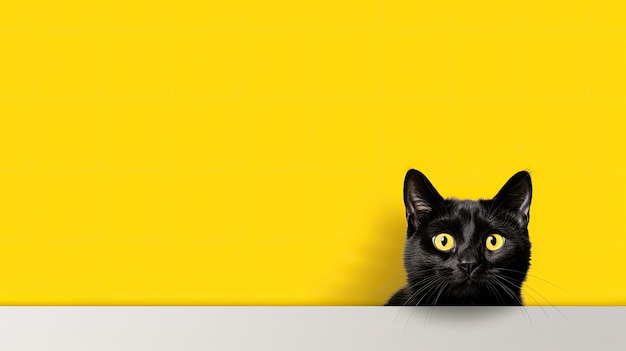 Cute cat web banner with copy space generative ai