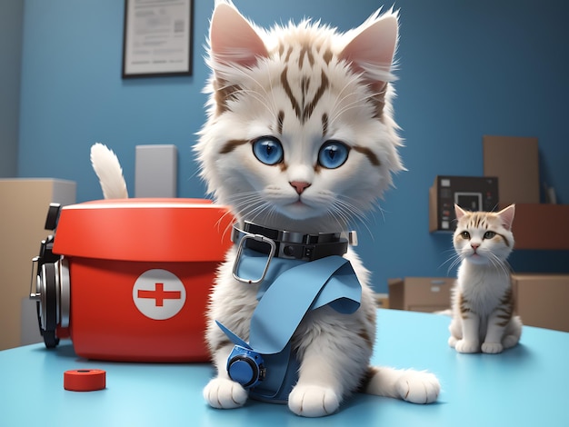 милая кошка, которая является медсестрой