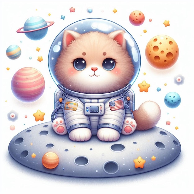 cute cat who sits on the moon