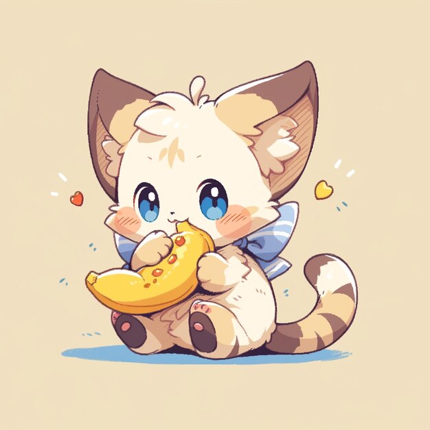 Photo cute cat with banana