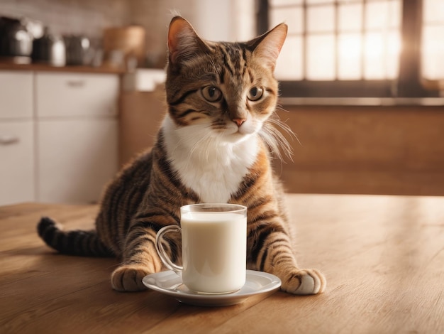 Foto gatto carino con un bellissimo sfondo e un design creativo dell'ia