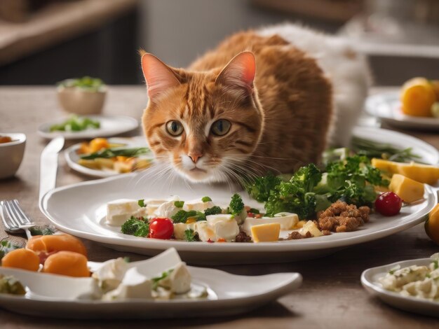 Foto gatto carino con un bellissimo sfondo e un design creativo dell'ia