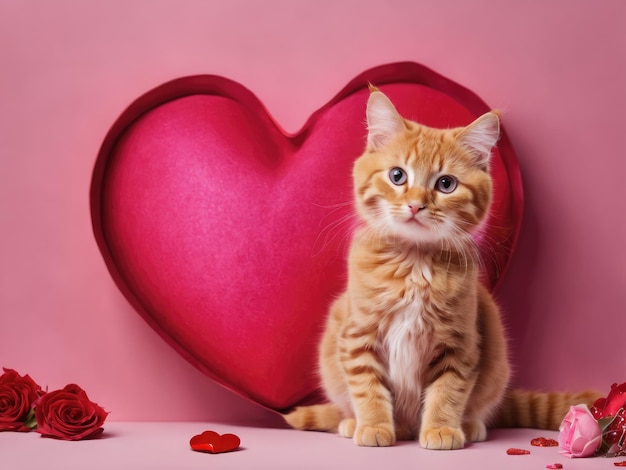 Photo cute cat with beautiful background creative ai design