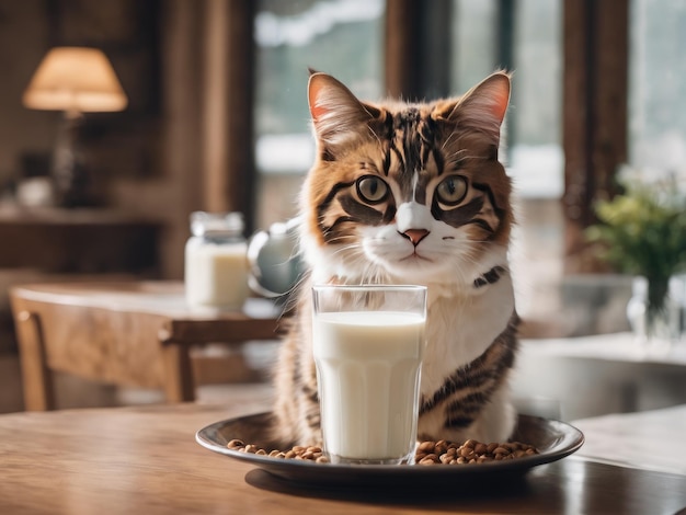 Foto gatto carino con un bellissimo sfondo e un design creativo dell'ia