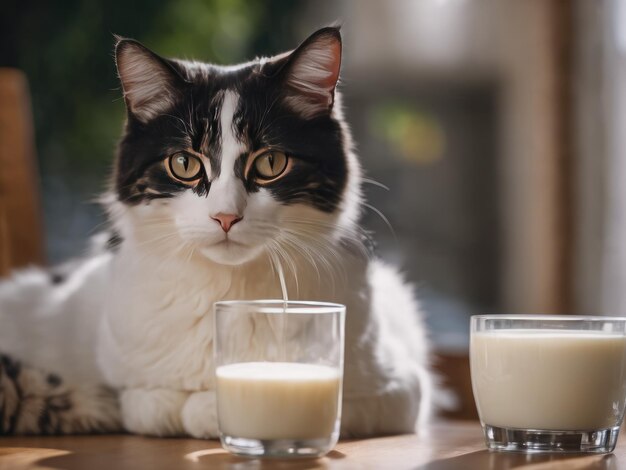 写真 美しい背景の可愛い猫 クリエイティブなaiデザイン