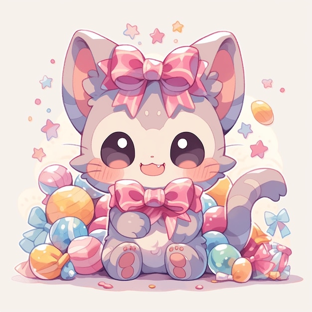 cute cat with candy