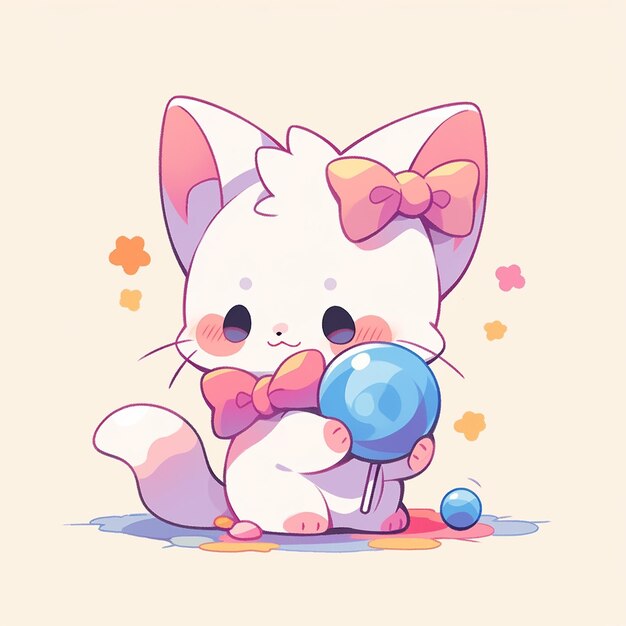 Photo cute cat with candy