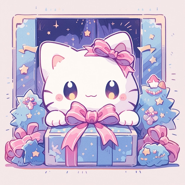 cute cat with christmas