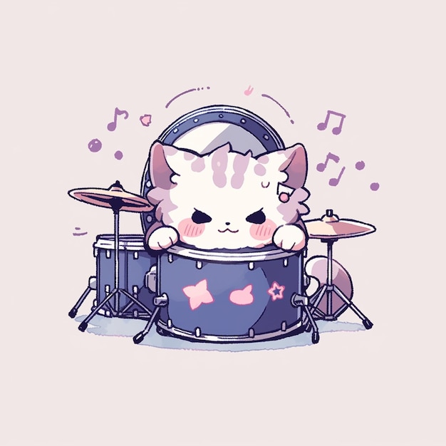 cute cat with drum