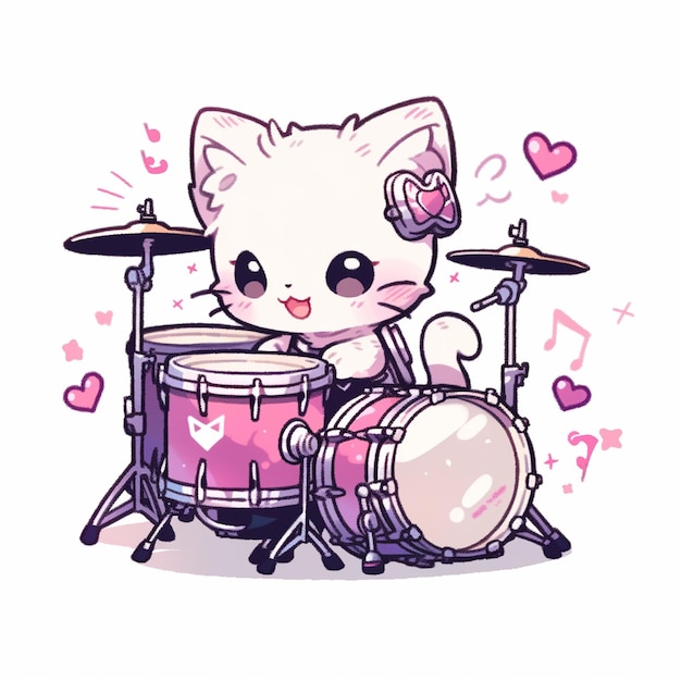 cute cat with drum