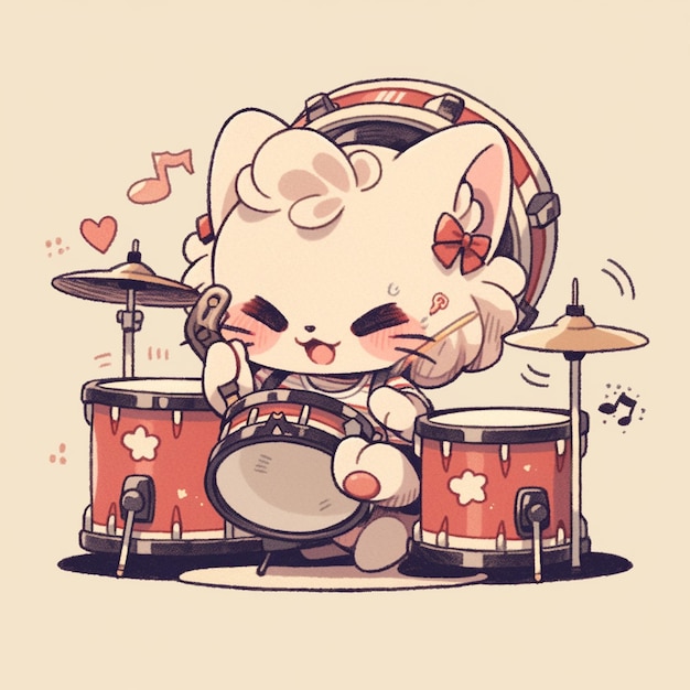 cute cat with drum