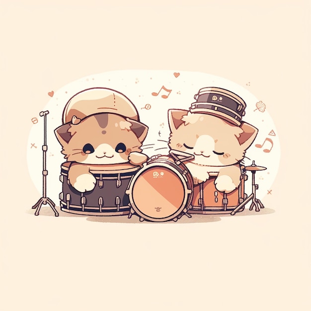 cute cat with drum