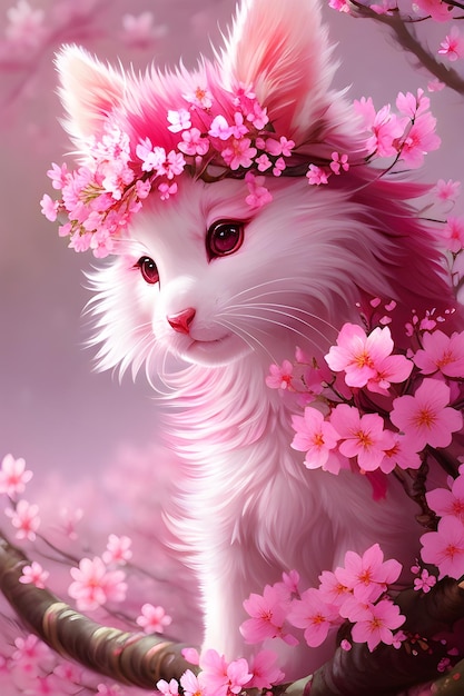 A cute cat with a flower crown