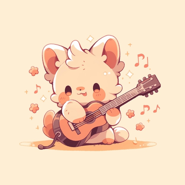 cute cat with guitar