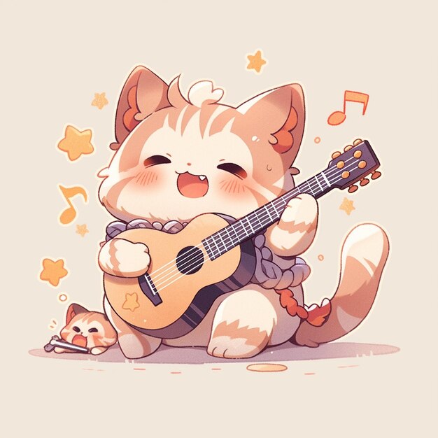 cute cat with guitar