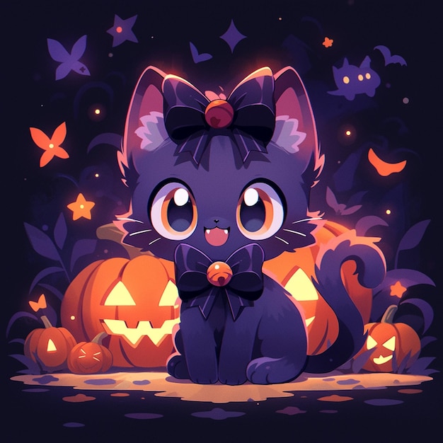 cute cat with halloween