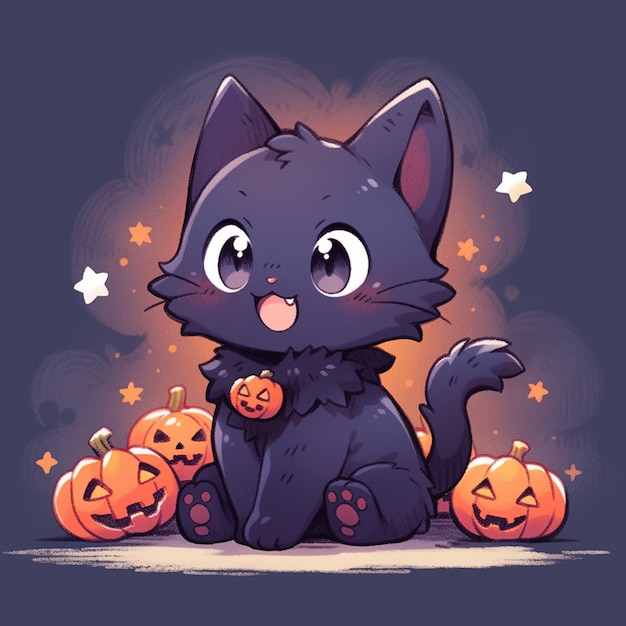 cute cat with halloween