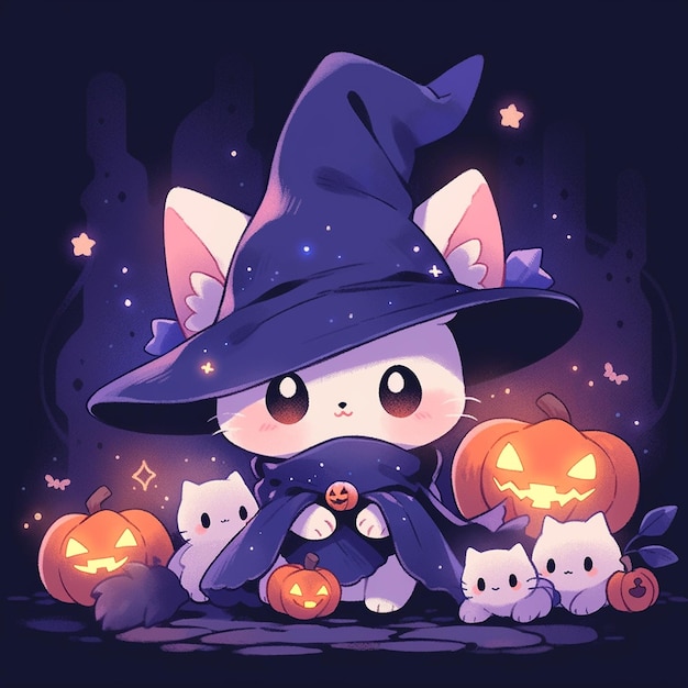 cute cat with halloween