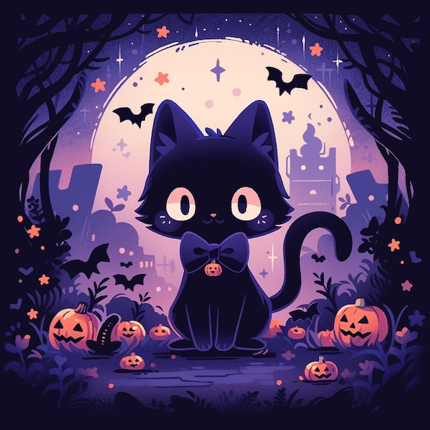 cute cat with halloween