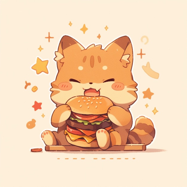 Premium AI Image | cute cat with hamburger