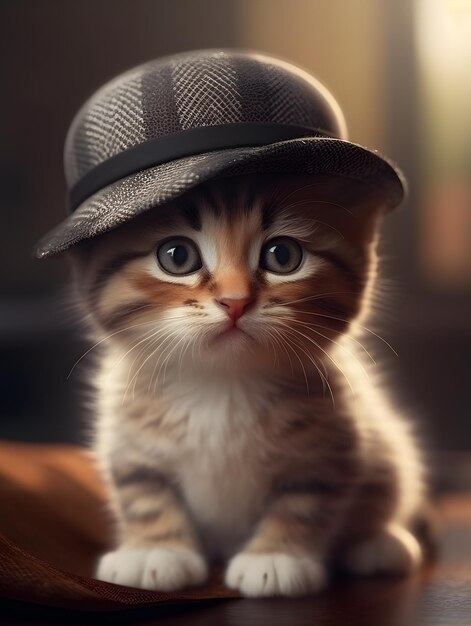 Photo cute cat with a hat