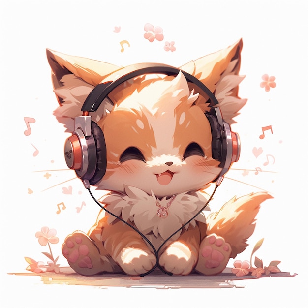 cute cat with headphone