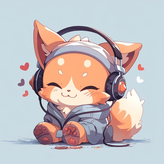 cute cat with headphone