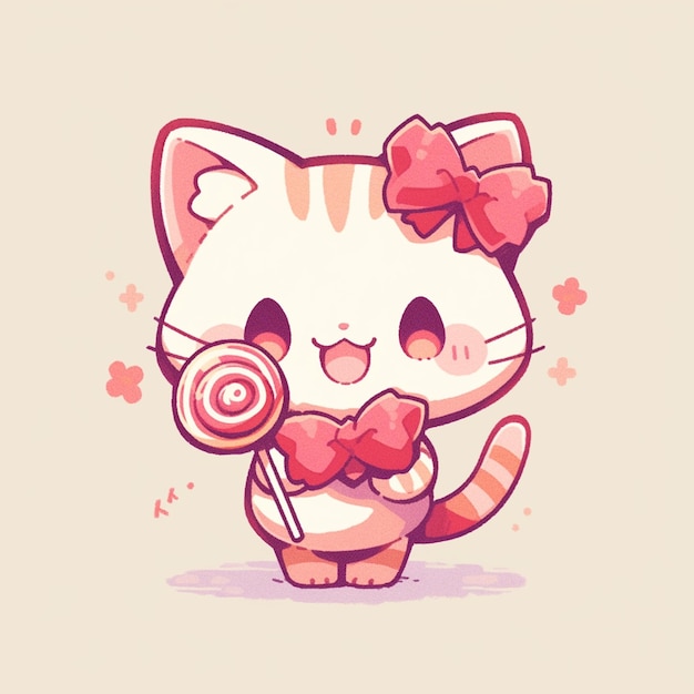 cute cat with lollipop