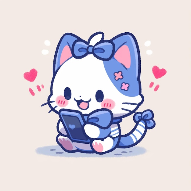 cute cat with phone