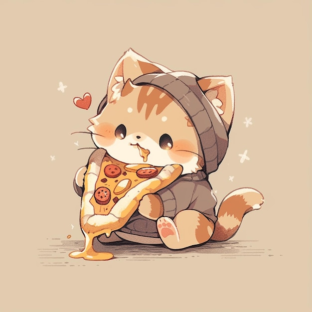 Premium AI Image | cute cat with pizza